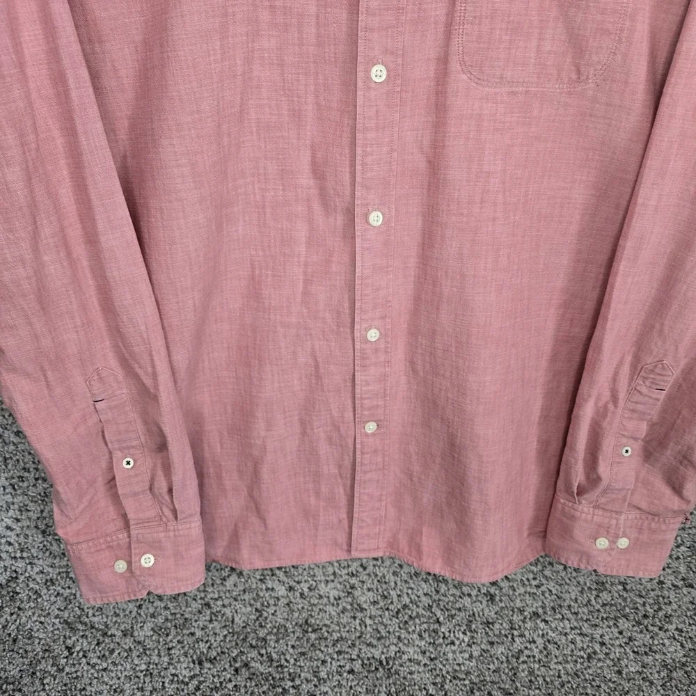 Banana Republic Shirt Mens XL‎ 17-17.5 Pink Button Up Pocket Long Sleeve Casual
